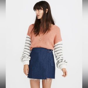 Madewell Denim Raw-Hem Mini Wrap Skirt